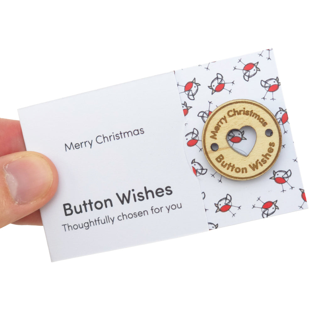 Chirpy Robin | Button Wishes | Merry Christmas Sew On Token | Cracker Filler