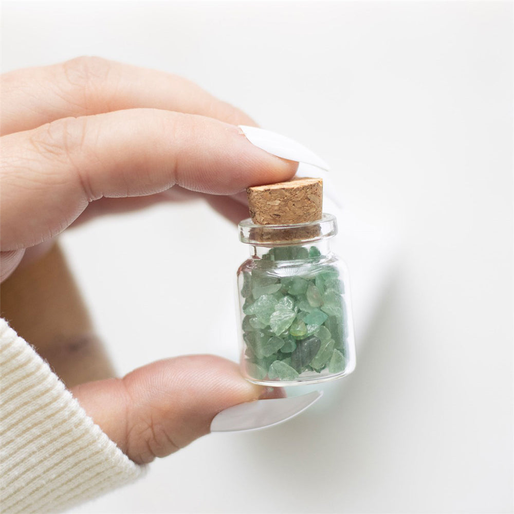 A Little Jar of Luck | Green Aventurine Crystals | Matchbox Gift | Cracker Filler