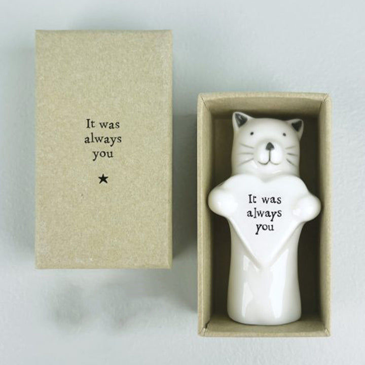 It Was Always You | Porcelain Cat &amp; Heart | Little Gift | Cracker Filler