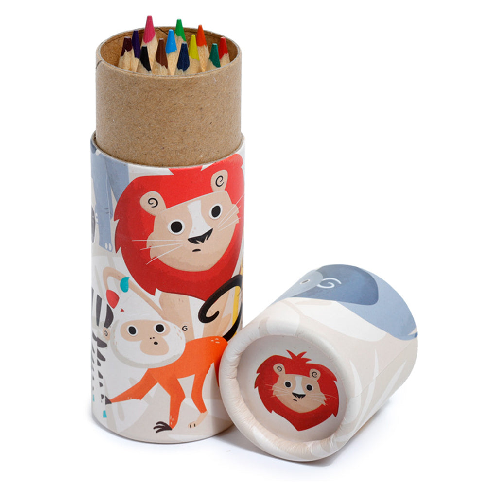 Jungle Madness | Tube of Pencil Crayons for Kids | Little Gift | Cracker Filler