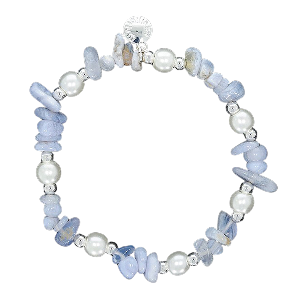 Blue Lace Agate | Pretty Bracelet | Silver Plated | Gift Boxed