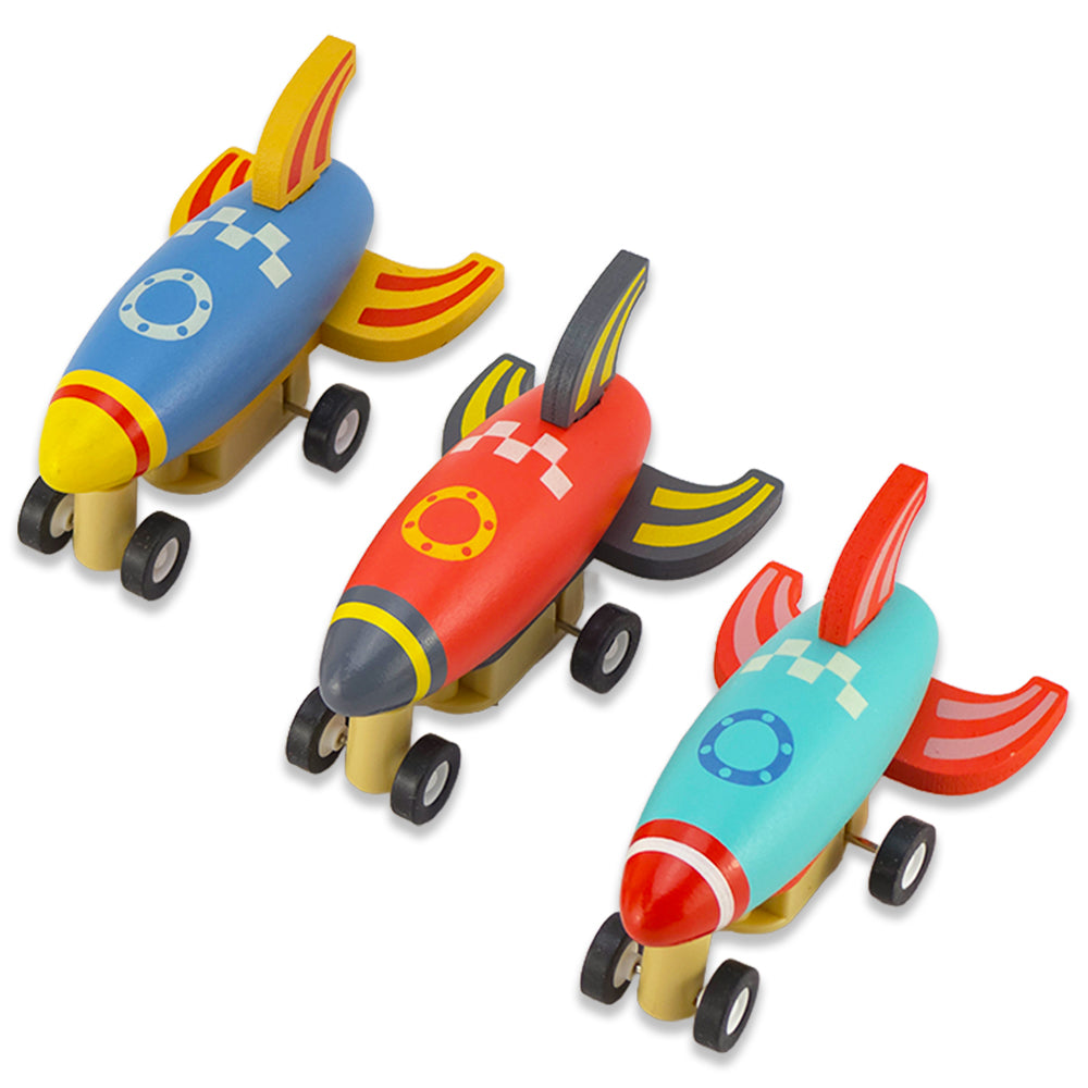 Wooden Pull Back Rocket | Single | Little Gift | Cracker Filler | 18m+
