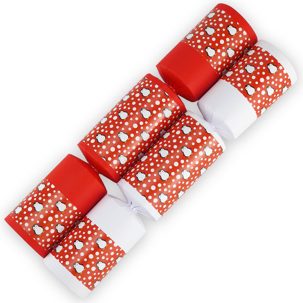 8 Red & White Snowtime Penguin Make and Fill Your Own DIY Christmas Cracker Craft Kit