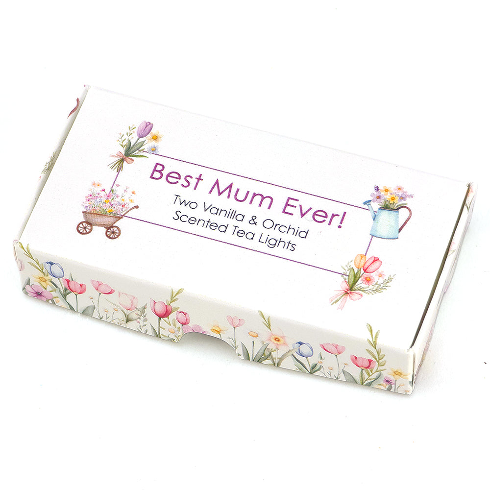 Best Mum Ever | Vanilla & Orchid Tealight Candles | Mini Gift | Cracker Filler