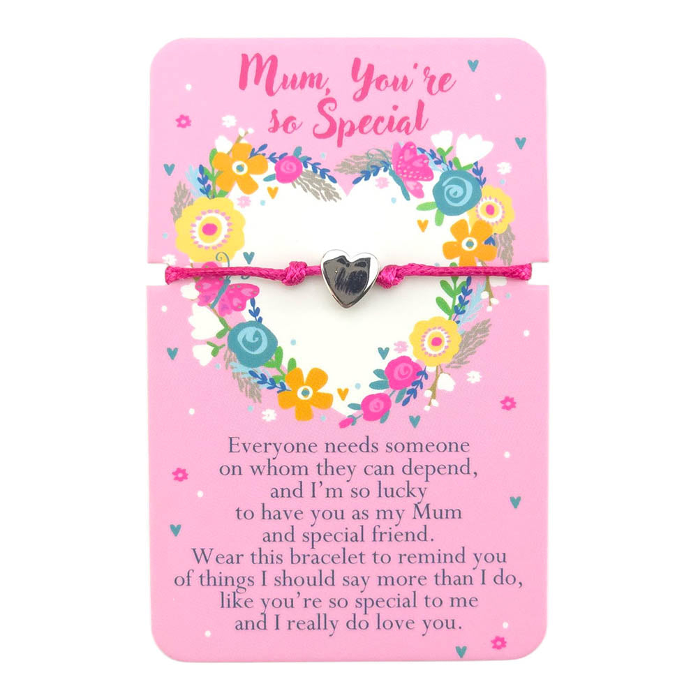 Special Mum Cord Bracelet | Heart Warming Words | Little Gift Cracker Filler