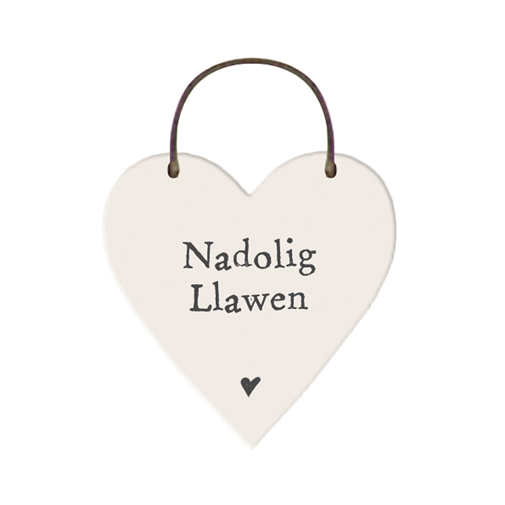 Nadolig Llawen | Little Welsh Wooden Hanging Heart | Mini Gift | Cracker Filler
