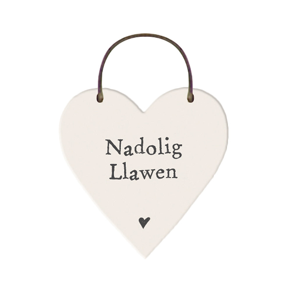 Nadolig Llawen | Little Welsh Wooden Hanging Heart | Little Gift | Cracker Filler