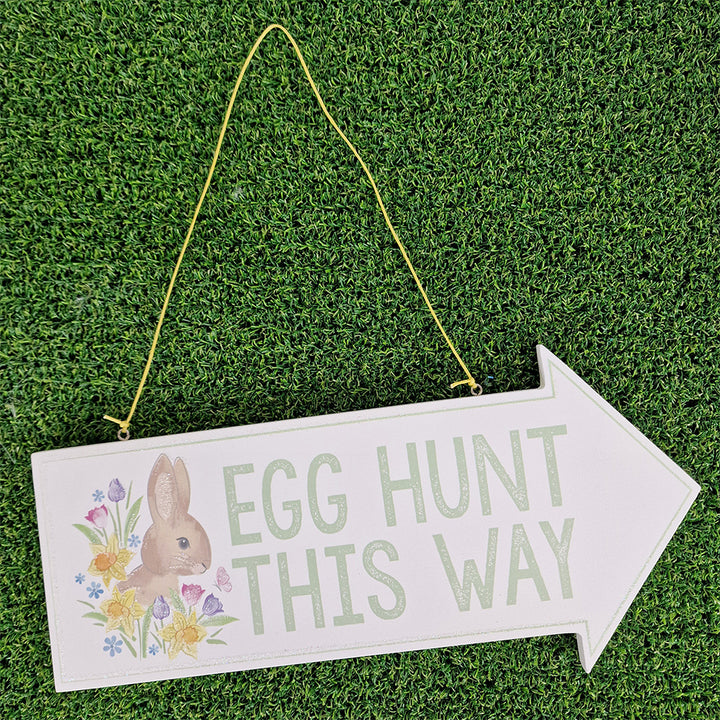 Wooden Easter Egg Hunt This Way Sign | TWO SIDED | Gisela Graham