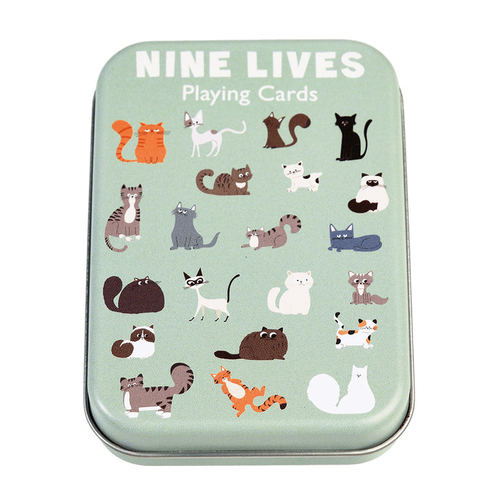 Nine Lives Cat Design Playing Cards in Tin | Gifts for Cat Lovers