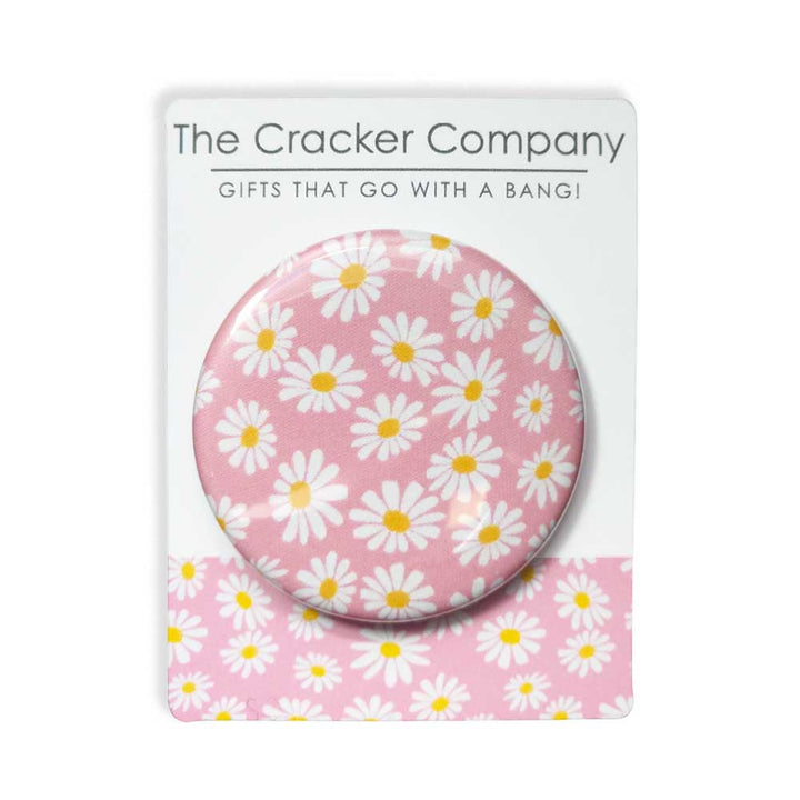 Daisy on a Pink Background | 38mm Button Pin Badge | Little Gift | Cracker Filler