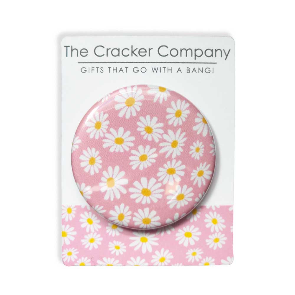 Daisy on a Pink Background | 38mm Button Pin Badge | Little Gift | Cracker Filler
