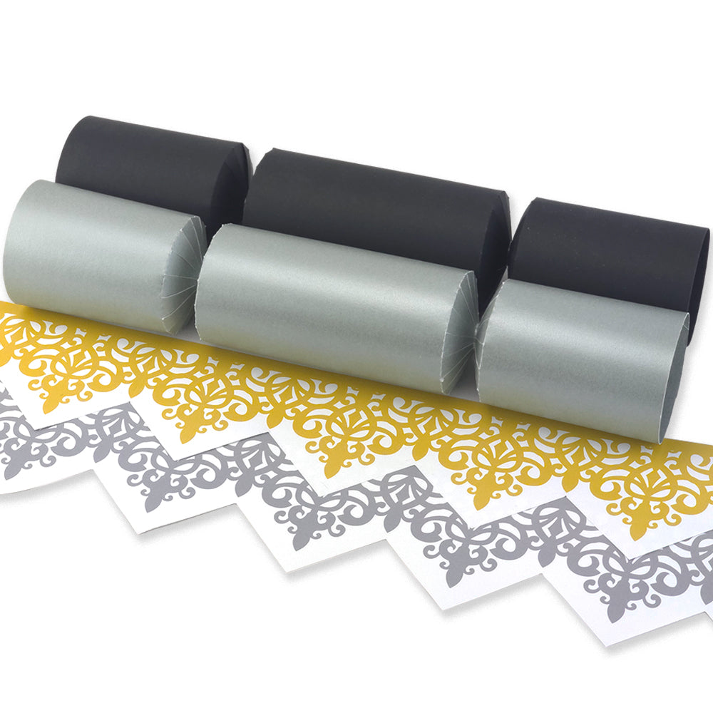 Black &amp; Silver | Craft Kit to Make 8 Crackers | Recyclable | Cracker Making