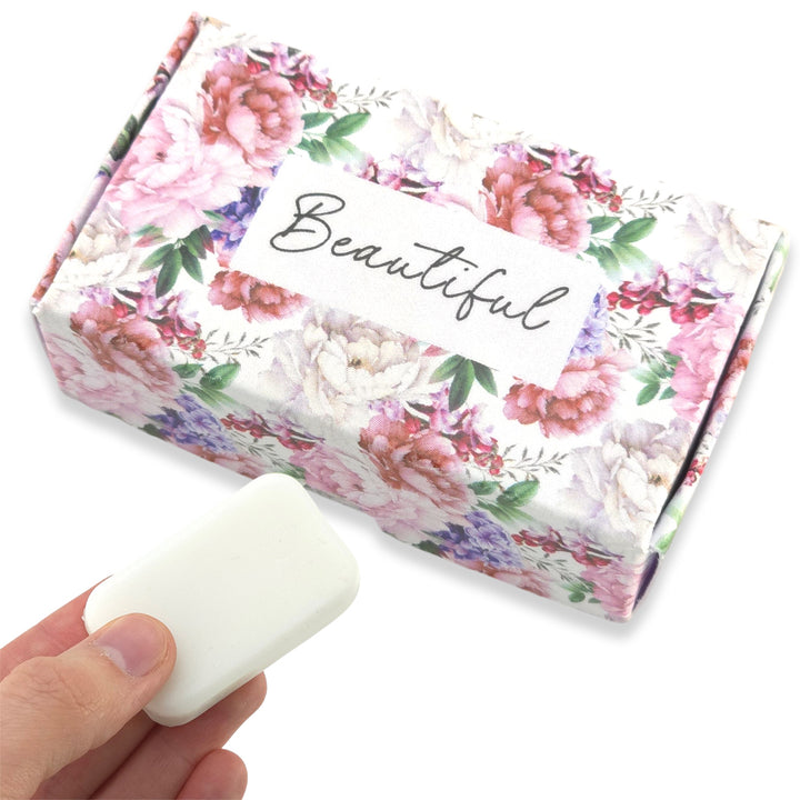 Beautiful | Tea Rose &amp; Peony | 20g Travel Soap Bar | Little Gift | Cracker Filler