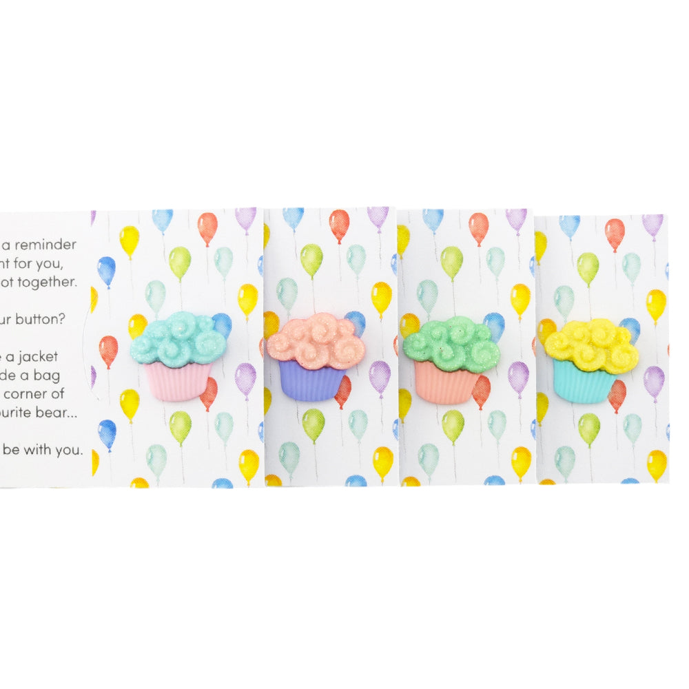 Happy Birthday | Cupcake | Button Wishes Sew On Token | Mini Cracker Filler Gift