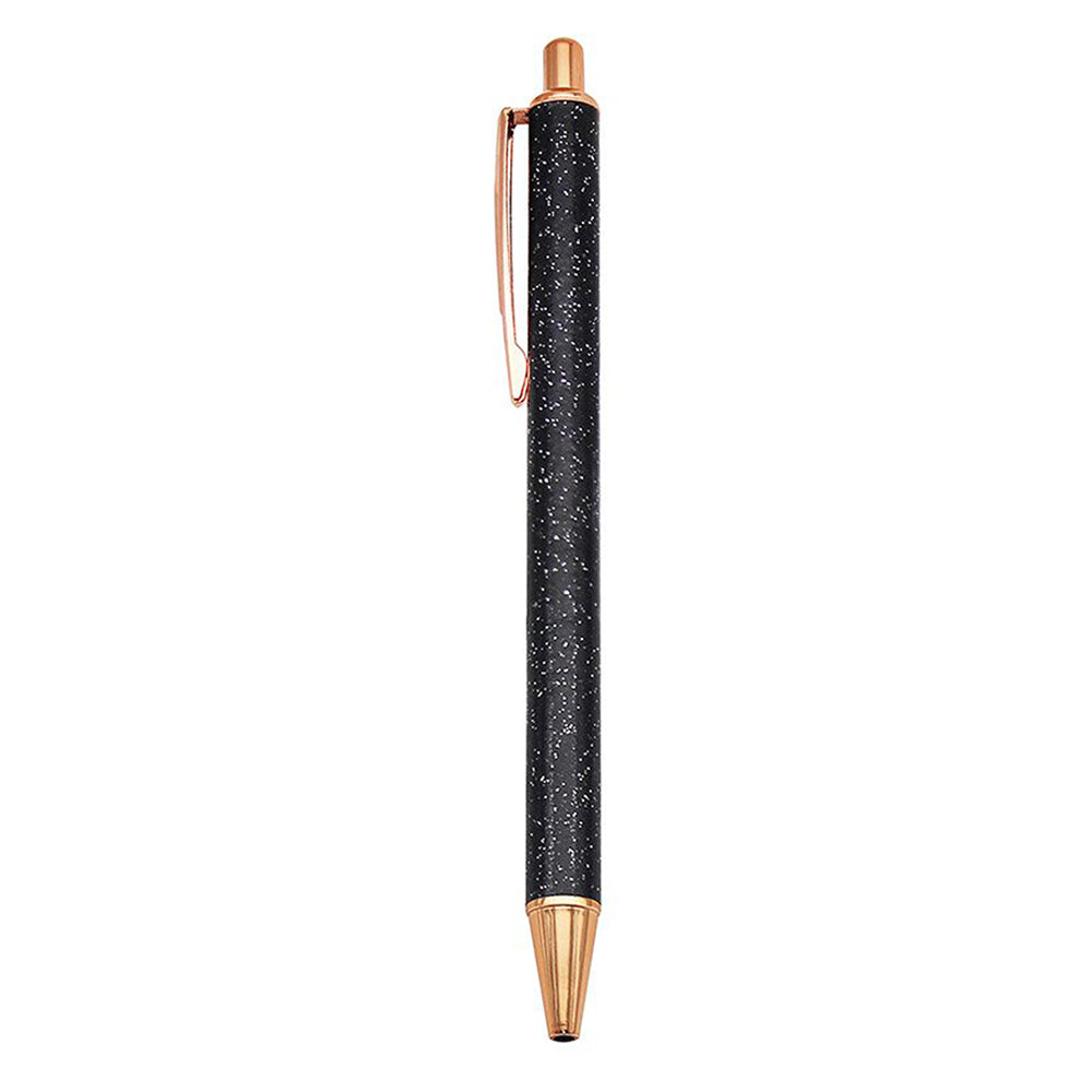 Single Black Glitter Retractable Ballpoint Pen - Black Ink