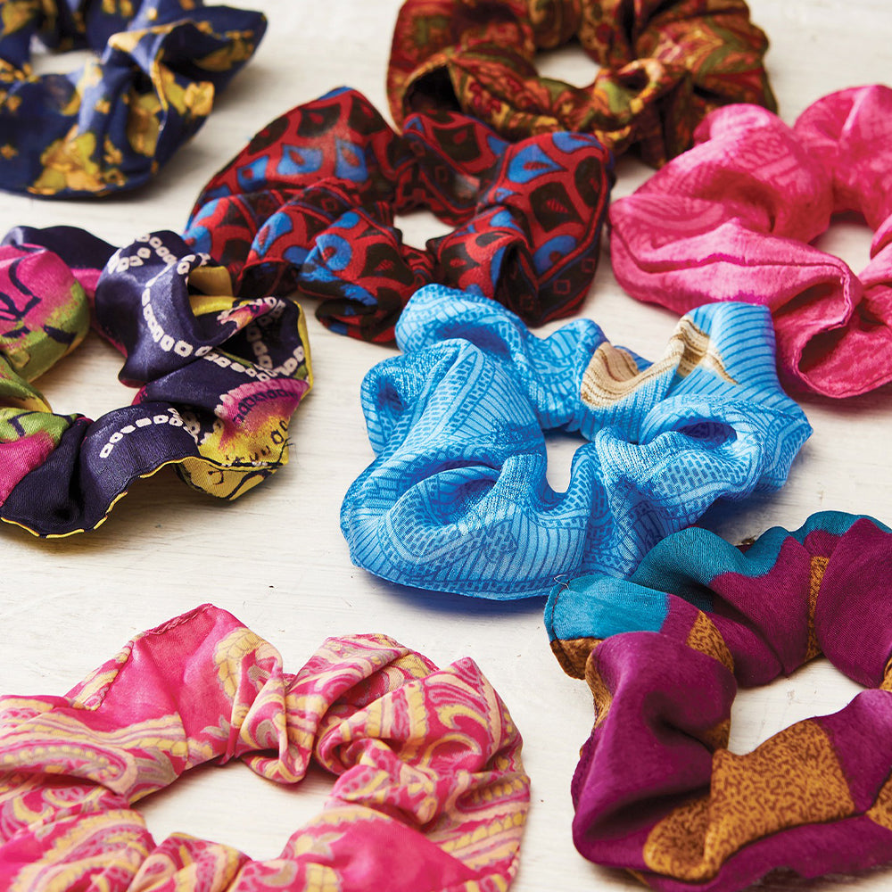 Recycled Sari Ladies Hair Scrunchy | Single | Fair Trade | Cracker Filler Gift