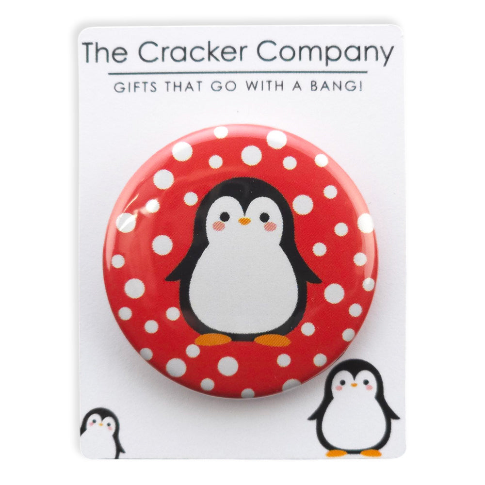 Snowtime Penguin | 38mm Button Pin Badge | Little Gift | Cracker Filler