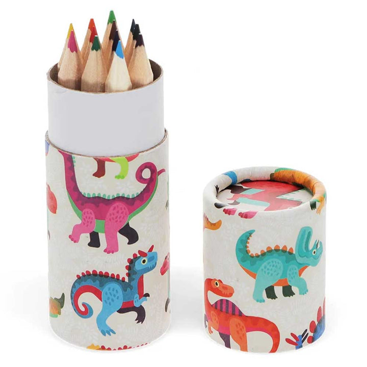 Dinosaur Fun | 12 Short Coloured Pencil Crayons  | Little Gift | Cracker Filler