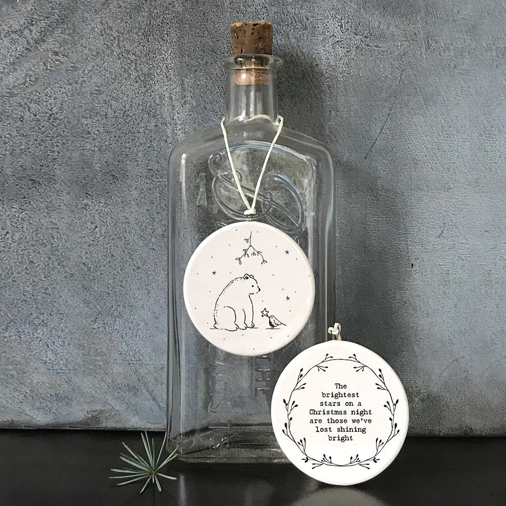 Cute Christmas Remembrance | Flat Porcelain Hanging Ornament | Cracker Filler