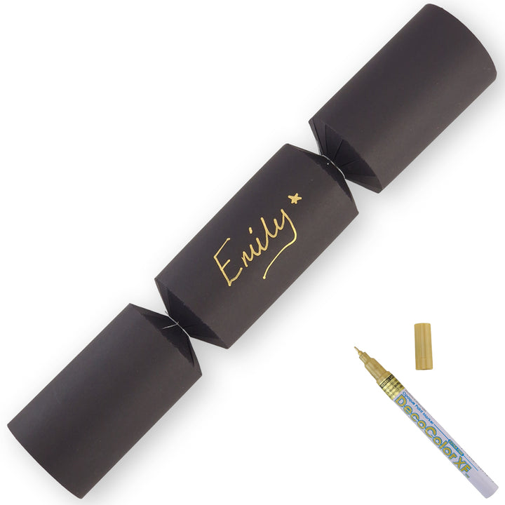 Black | 12 Personalise Your Own Crackers | Make &amp; Fill Your Own | With Pen