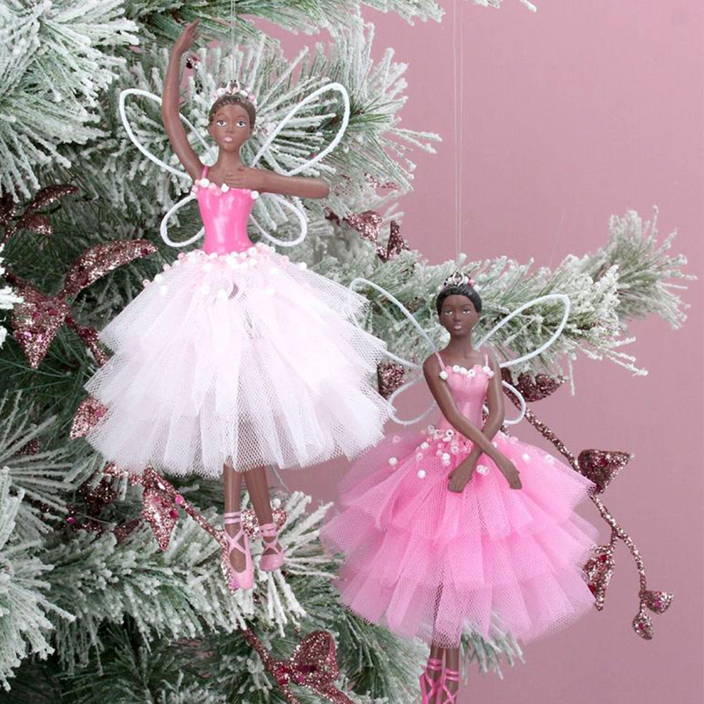 17cm Black Skinned in Pink Tree Ornament | Gisela Graham | Christmas Decoration