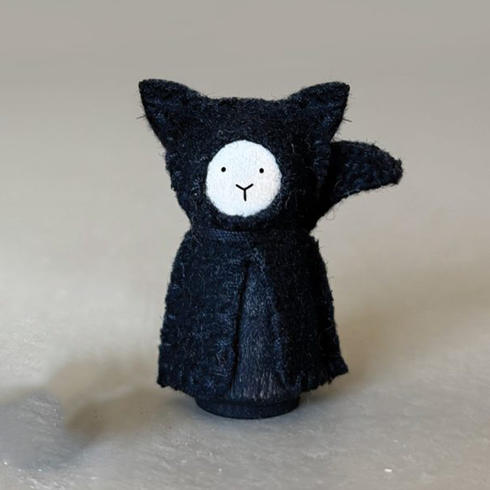 Tiny Black Cat | Wood & Felt Freestanding Ornament | 3.8cm | Cracker Filler
