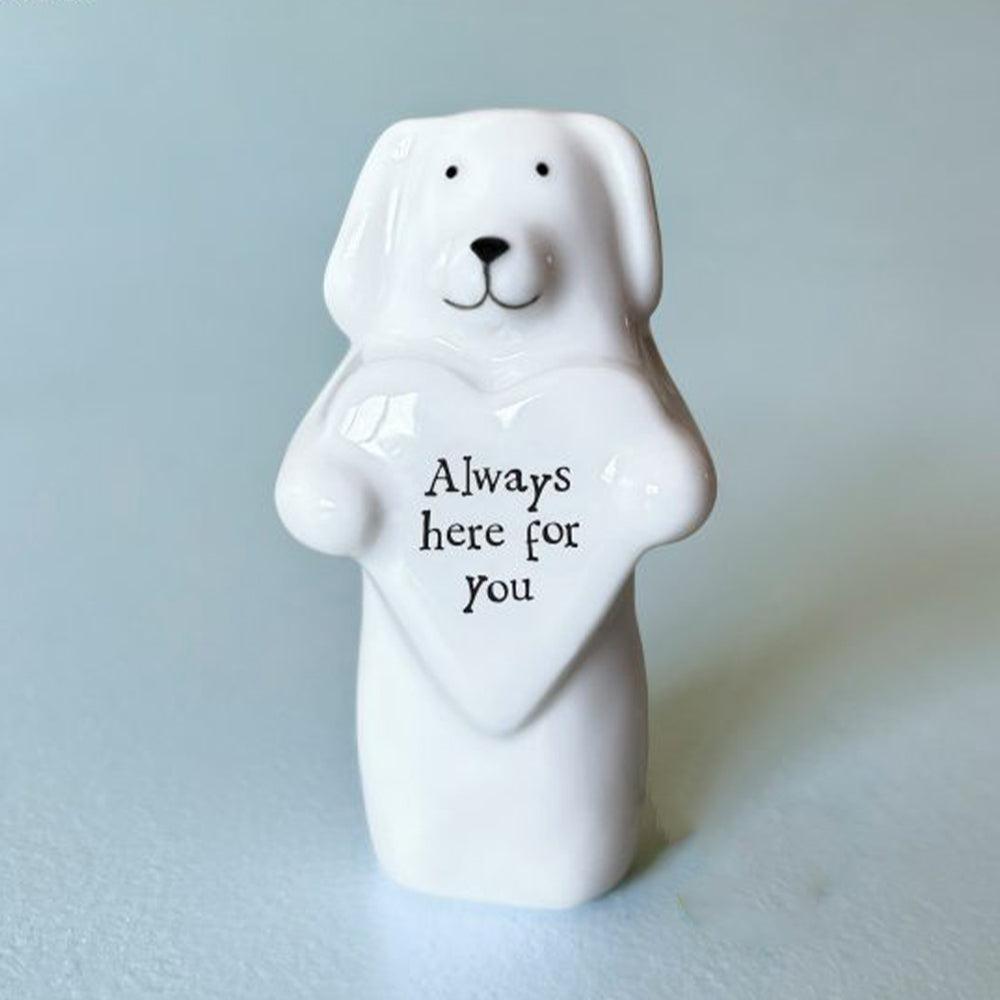 Always Here For You | Porcelain Dog &amp; Heart | Little Gift | Cracker Filler