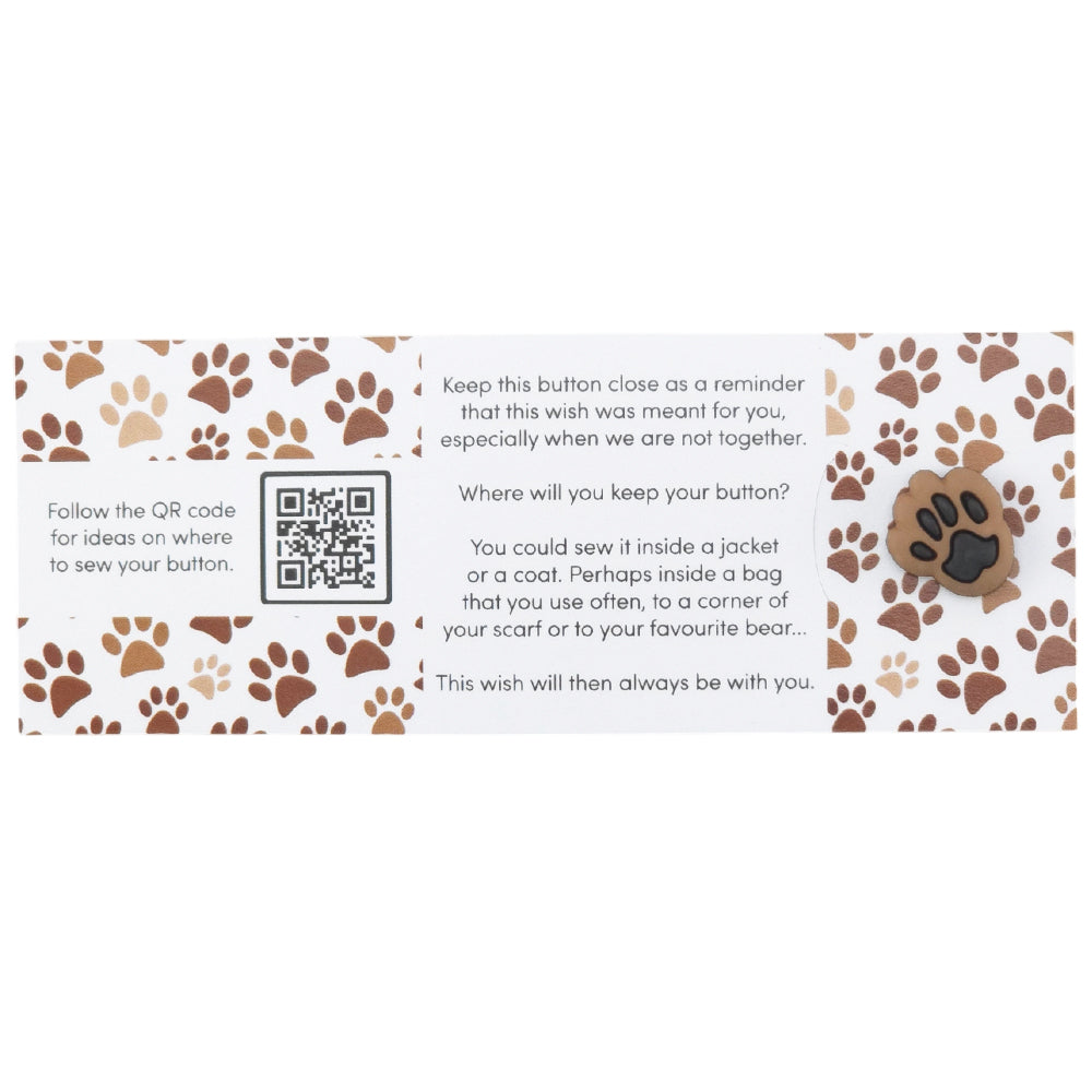 Paws… Enjoy life | Button Wishes Sew On Token | Little Gift | Cracker Filler