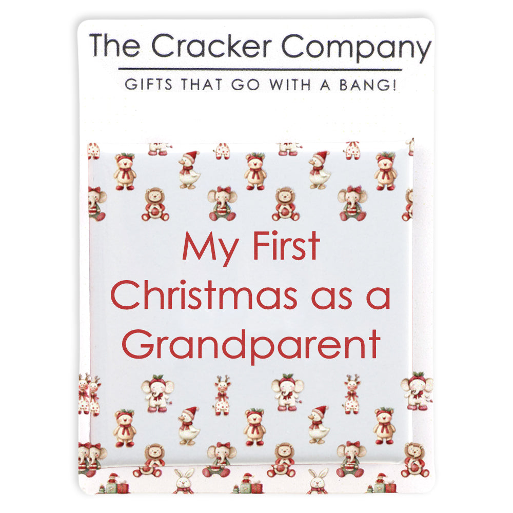My First Christmas as a Grandparent | 38mm Square Pin Badge | Cracker Filler Gift