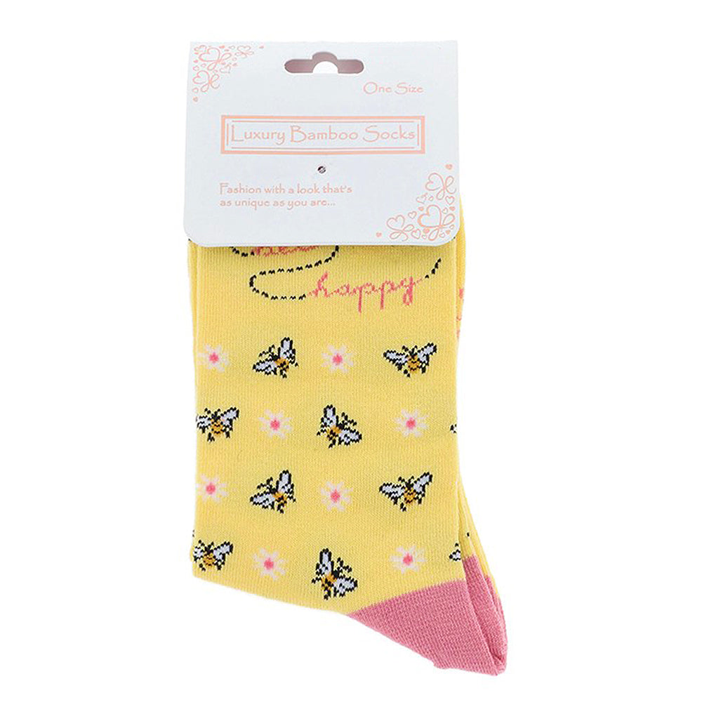 Bee Happy | Luxury Bamboo Socks | Ladies | One Size