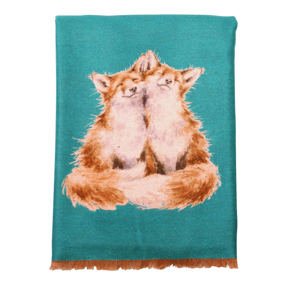 Cute Foxes | Ladies Rich Green Winter Scarf | Wrendale Designs