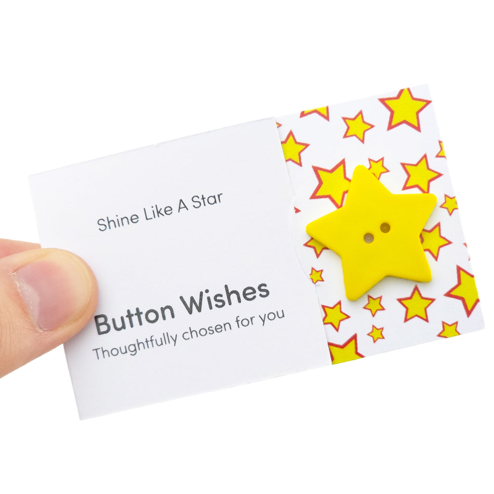 Shine Like a Star | Button Wishes Sew On Token | Little Gift | Cracker Filler