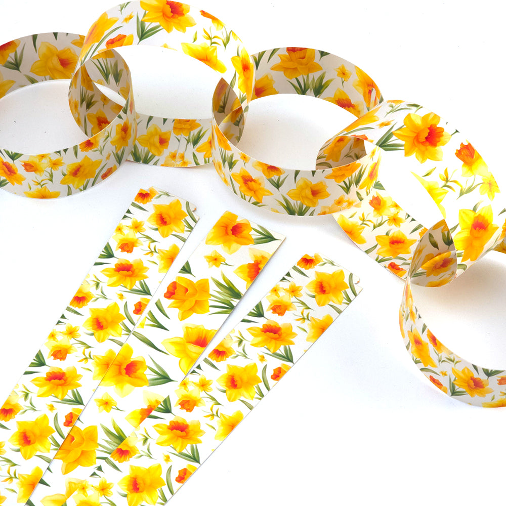30 Reusable Easter & Mother's Day 2.5m Paper Chains | Daffodils | No Glue Needed