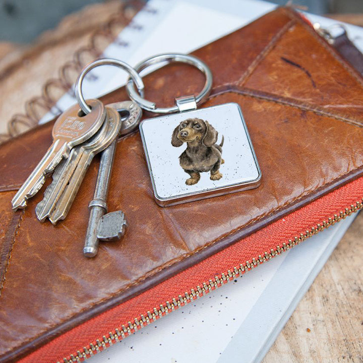 Waggy Dachshund | Metal Keyring | Cracker Filler | Little Gift | Wrendale Designs