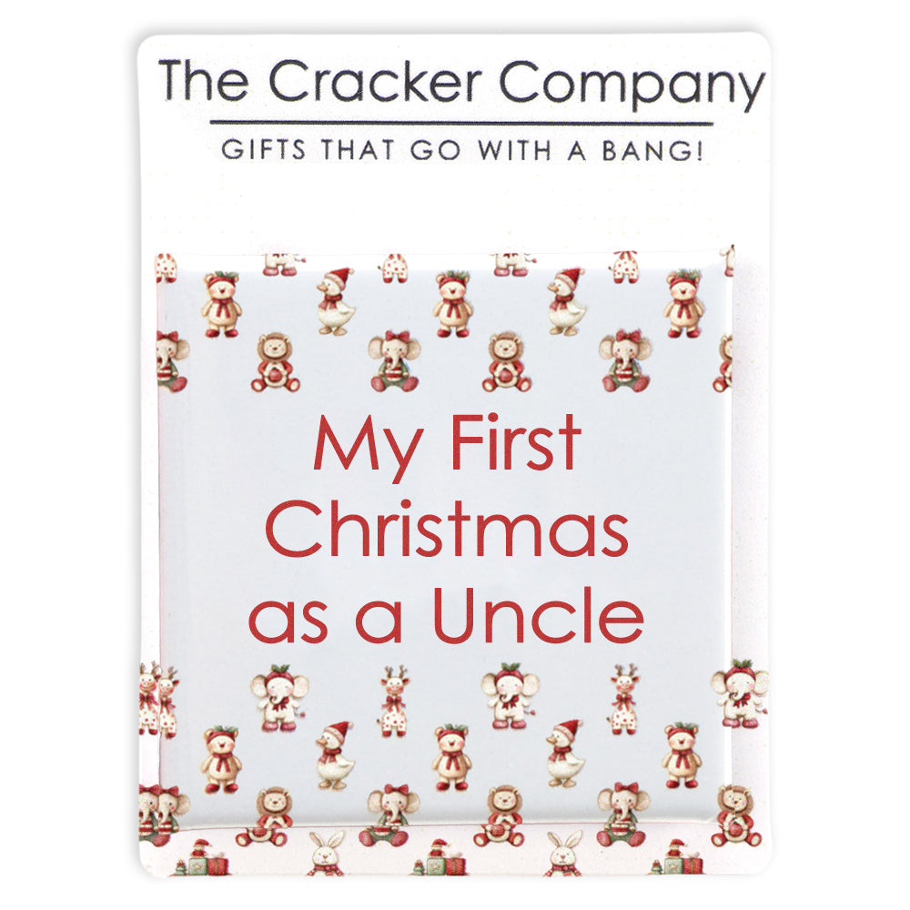 My First Christmas as an Uncle | 38mm Square Pin Badge | Cracker Filler Gift