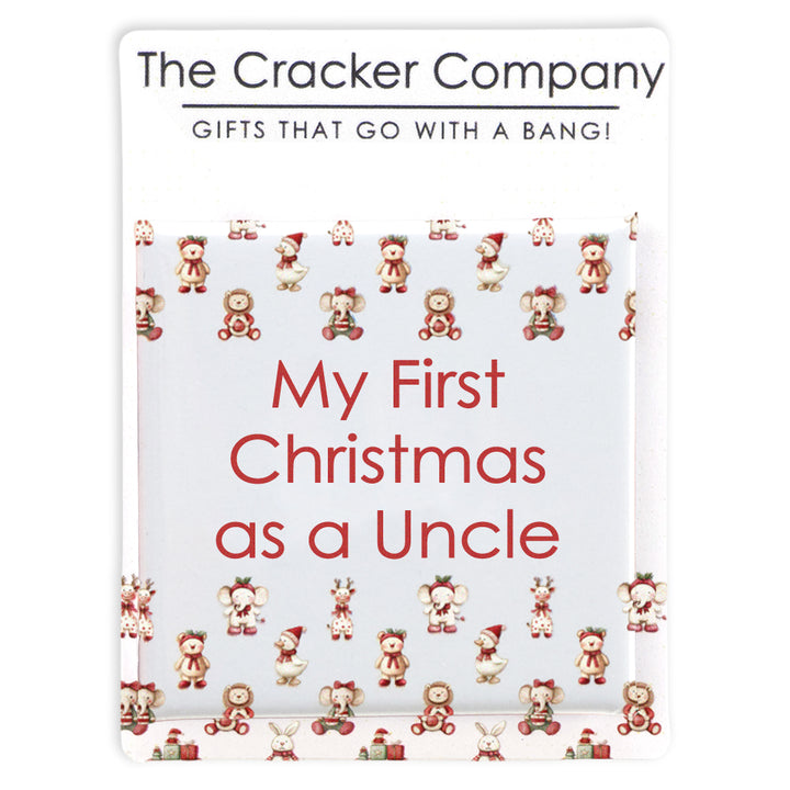 My First Christmas as an Uncle | 38mm Square Pin Badge | Cracker Filler Gift