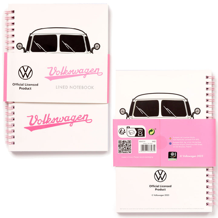 Pink Volkswagen Camper Notebook | Spiral Bound A5 | Gift for Ladies