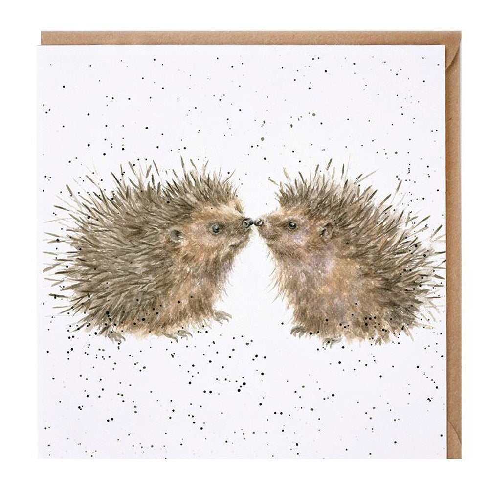 Hogs & Kisses | Hedgehog | Blank Card | 15x15cm | Wrendale Designs