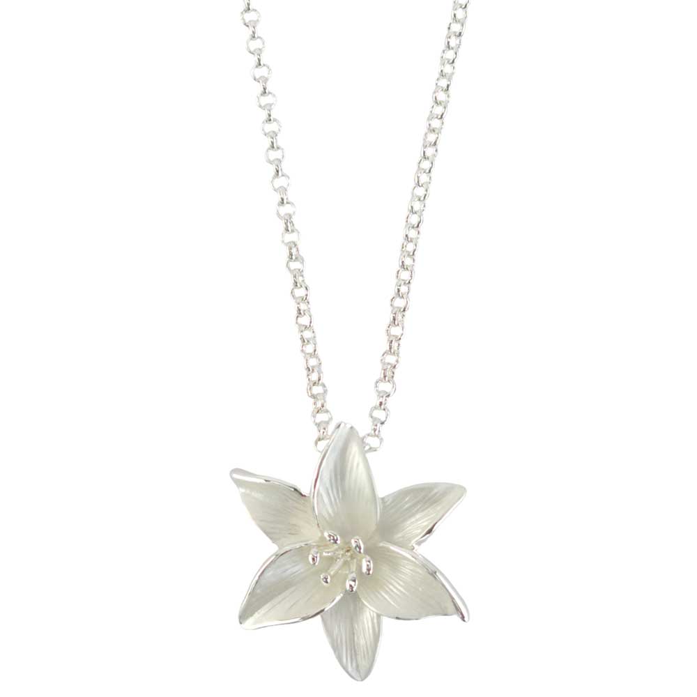 Lily Flower | Pendant on Chain | Pearlescent White | Little Gift | Cracker Filler
