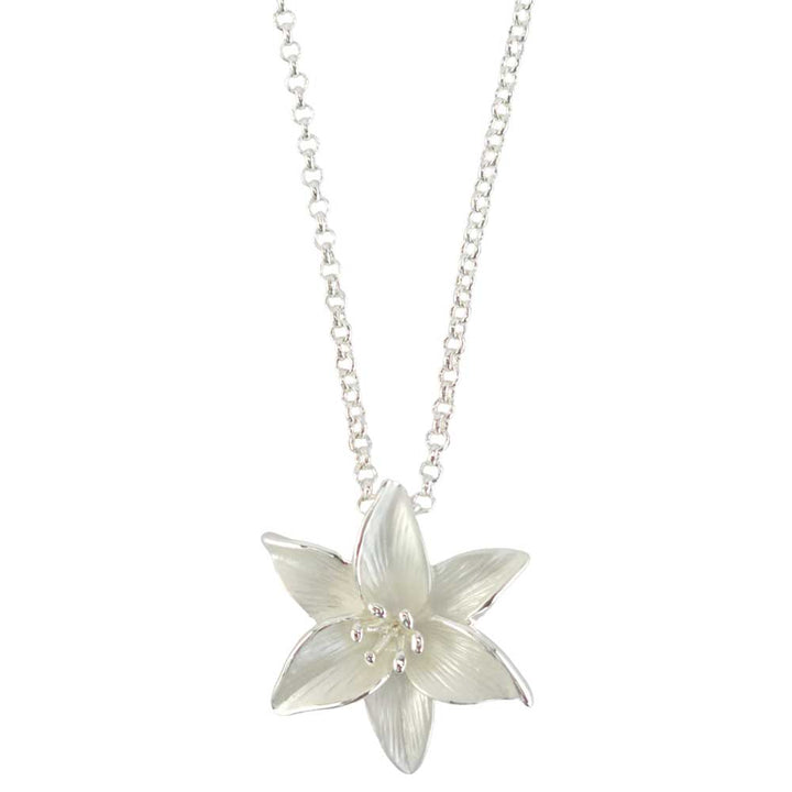 Lily Silver Plated Necklace | Pearlescent White | Little Gift | Cracker Filler