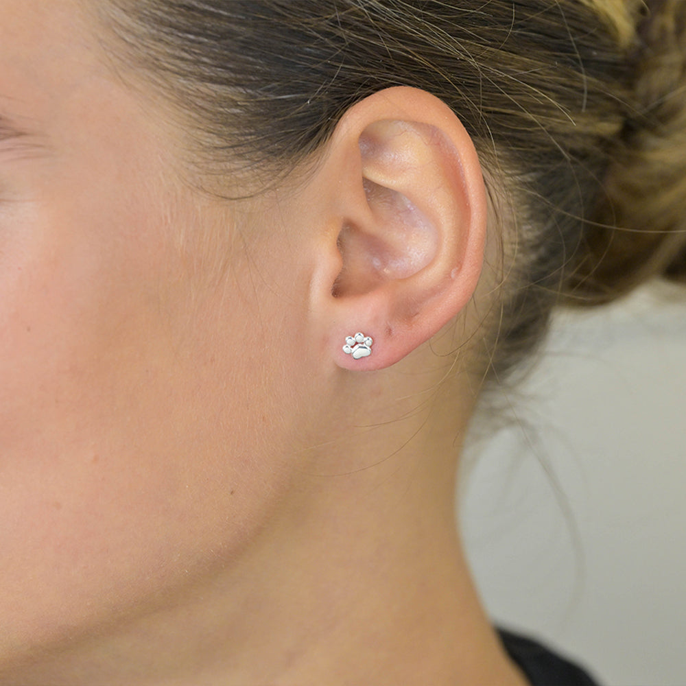 Dainty Sterling Silver Paw Print Earrings | Mini Gift | Cracker Filler