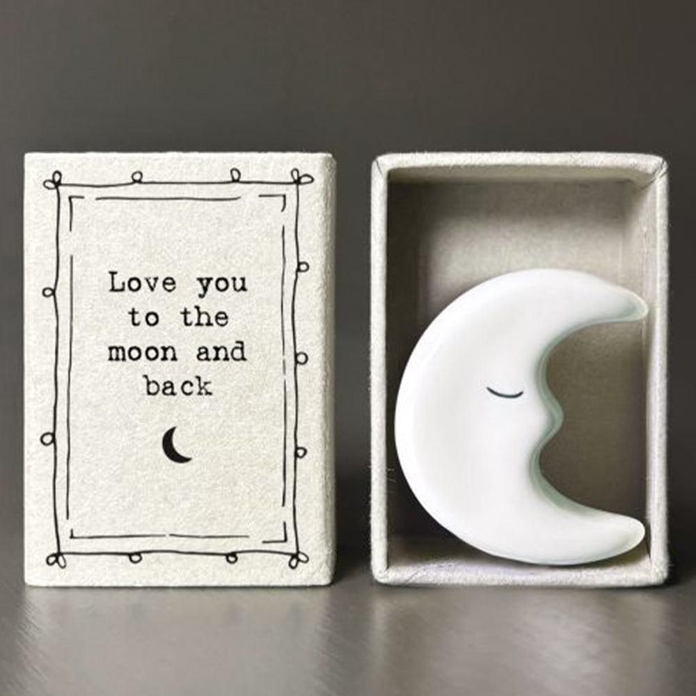 Love You To The Moon &amp; Back Matchbox | Porcelain Moon | Cracker Filler Gift