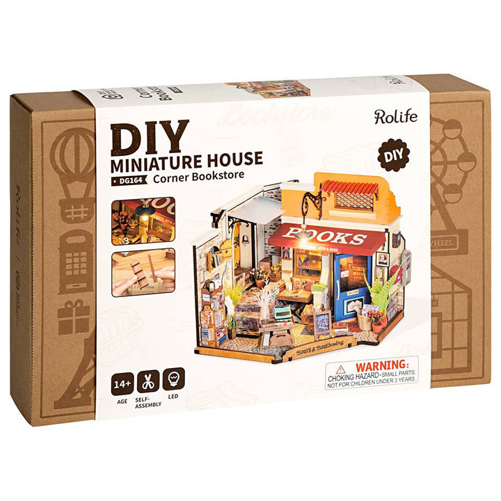 Corner Bookshop | Luxury Miniature DIY Kit | Craft Kit 14+ &amp; Adults