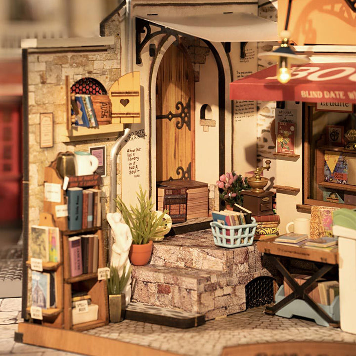 Corner Bookshop | Luxury Miniature DIY Kit | Craft Kit 14+ &amp; Adults