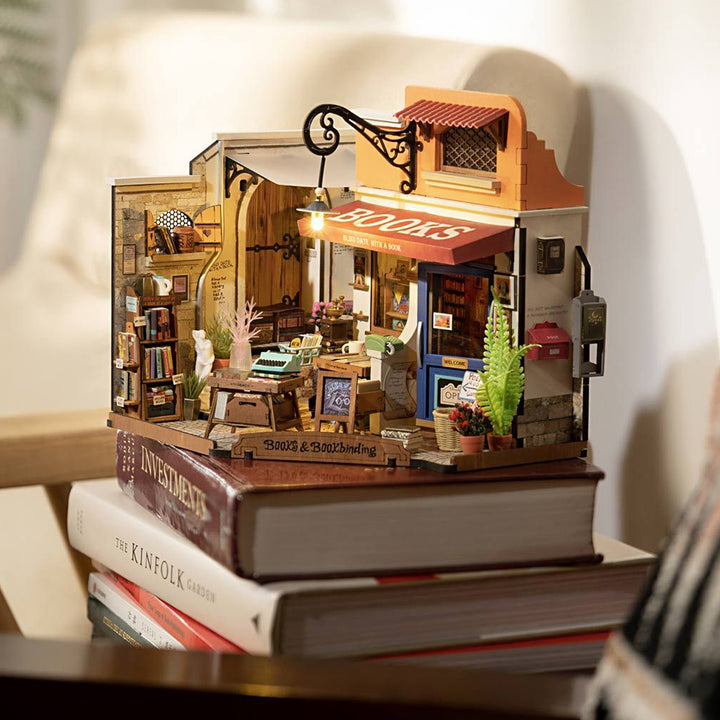 Corner Bookshop | Luxury Miniature DIY Kit | Craft Kit 14+ &amp; Adults