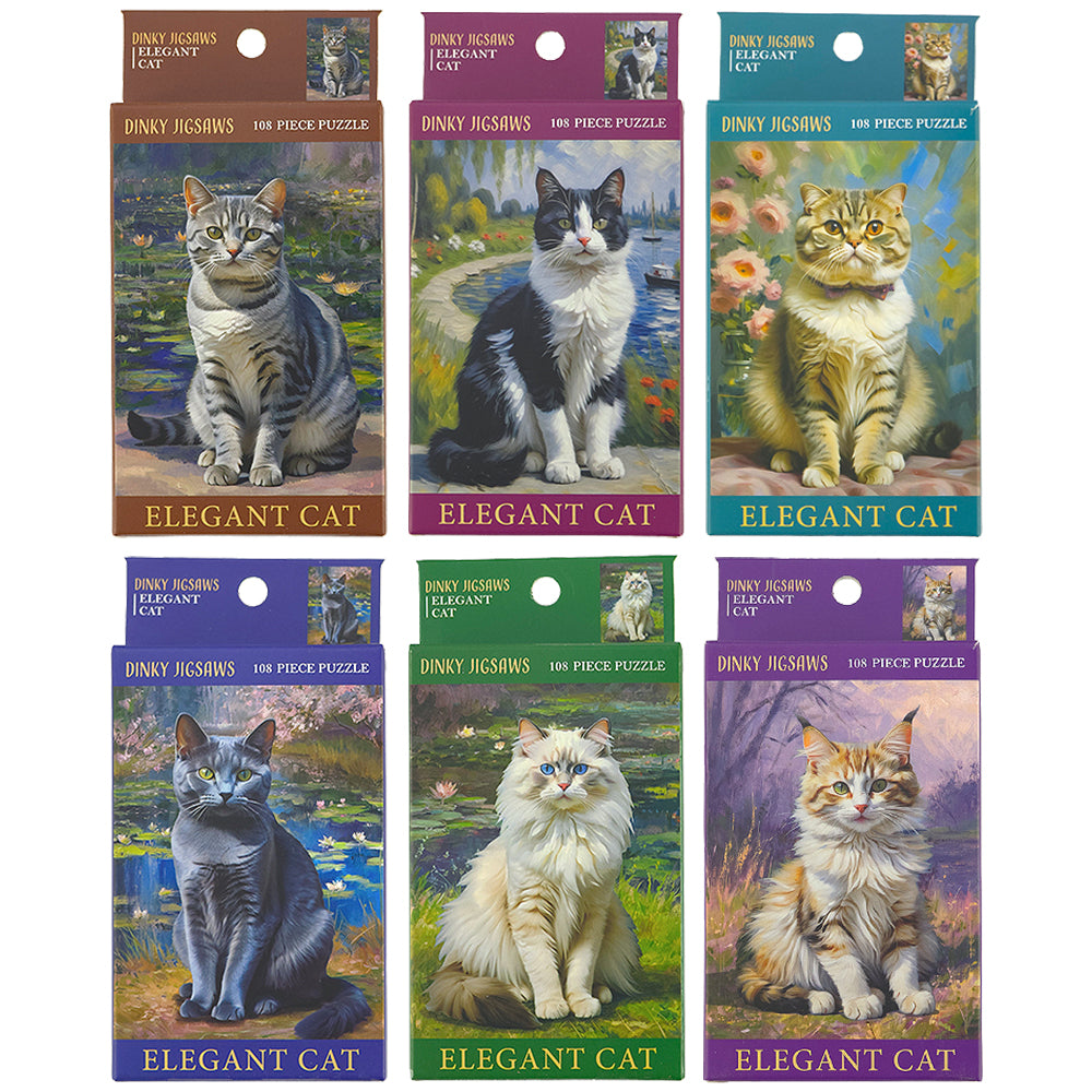 Elegant Cats Dinky Jigsaw Puzzle | 100 Pieces | Little Gift