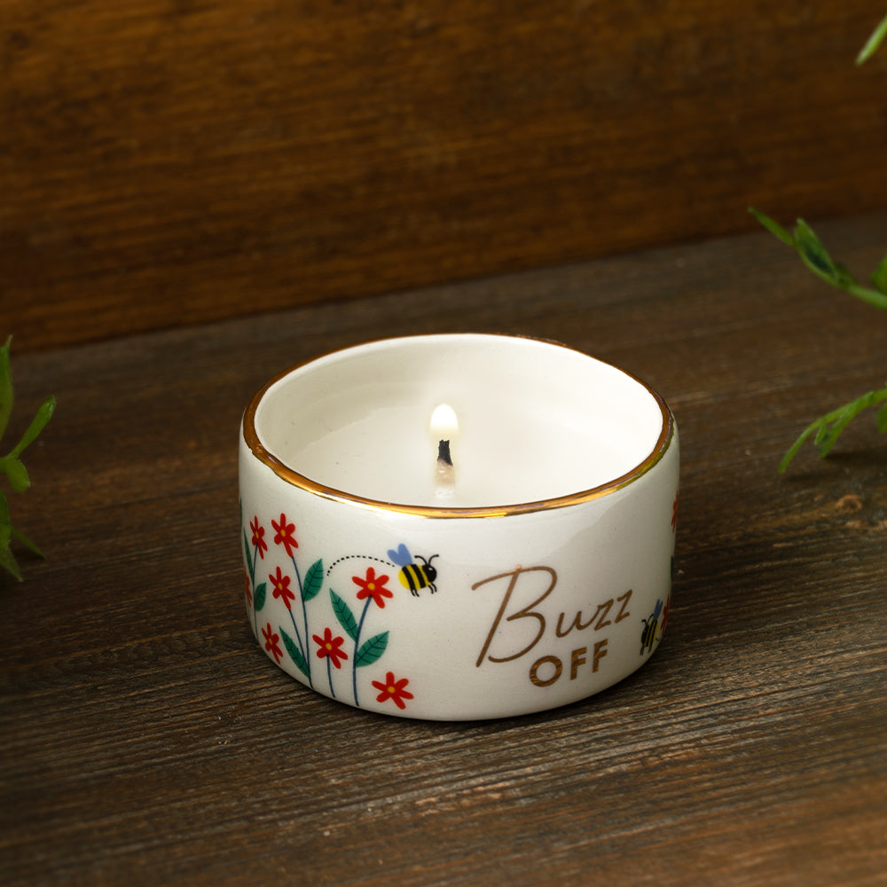 Buzz Off | Pretty Ceramic Citronella Tealight | Little Gift | Cracker Filler