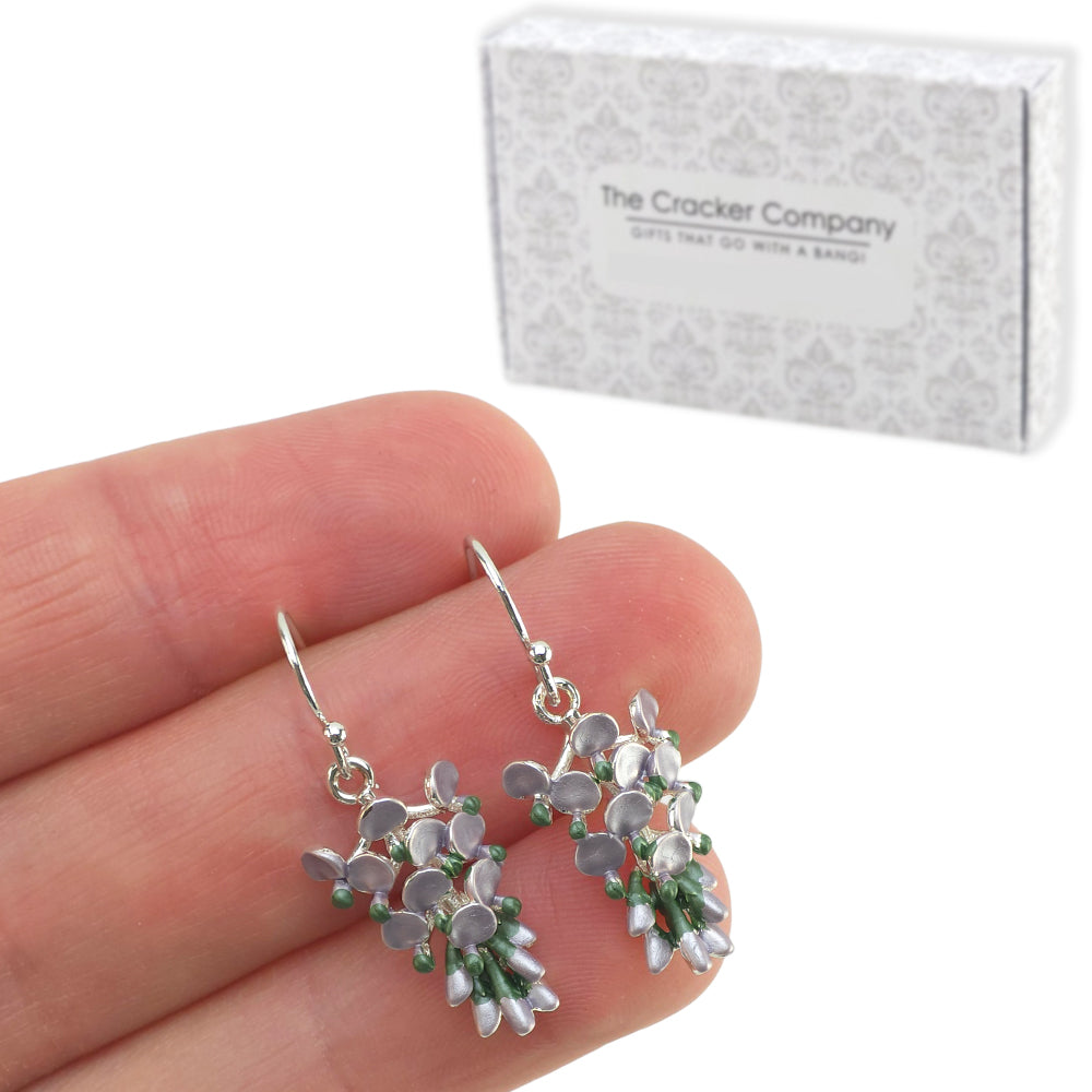 Wisteria Lilac Flower | Silver Plated Drop Earrings | Little Gift | Cracker Filler