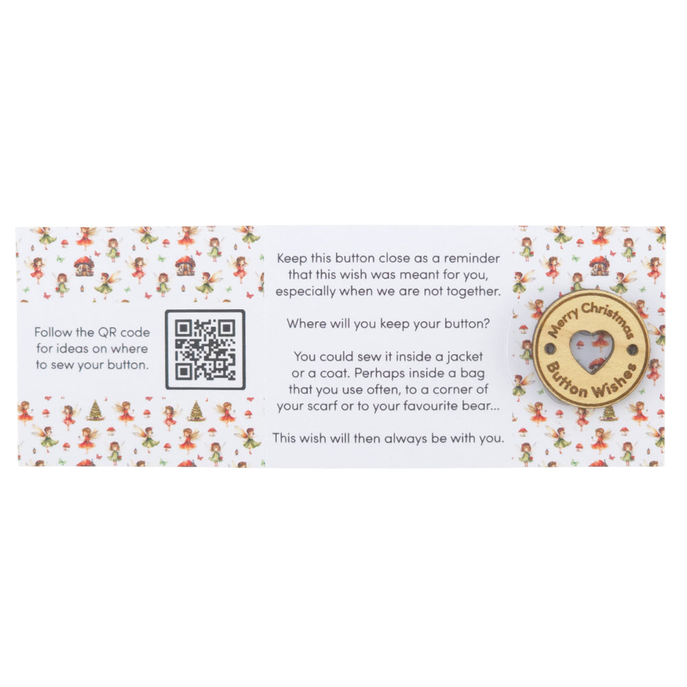 Christmas Fairies | Button Wishes | Merry Christmas Sew On Token | Little Gift