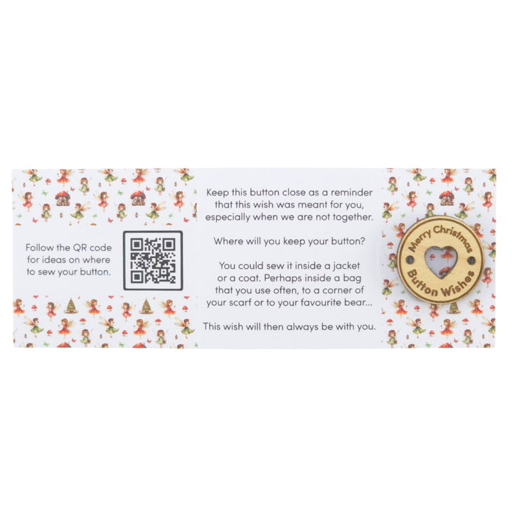 Christmas Fairies | Button Wishes | Merry Christmas Sew On Token | Little Gift